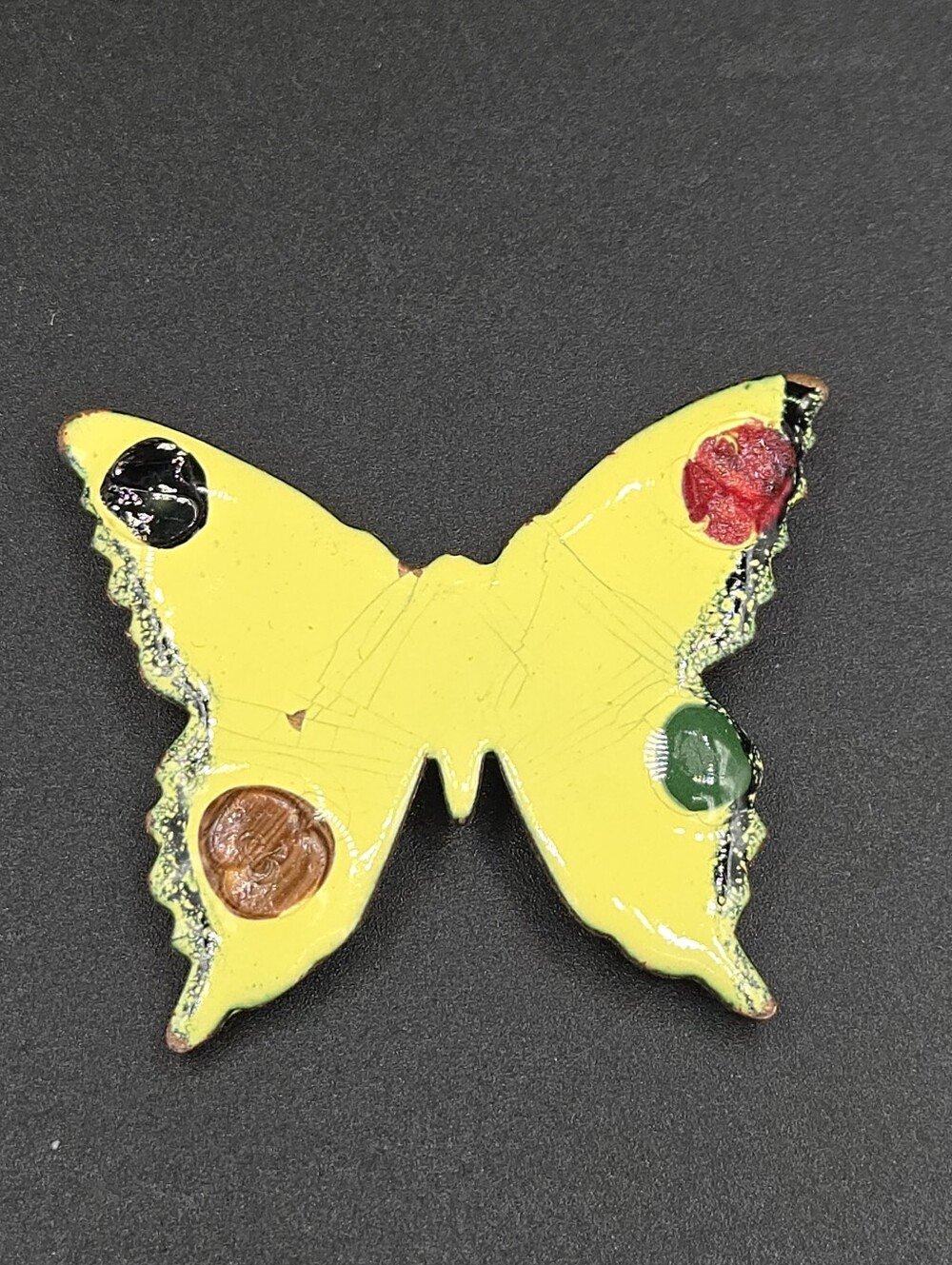 1970s Enamel Copper Butterfly Brooch